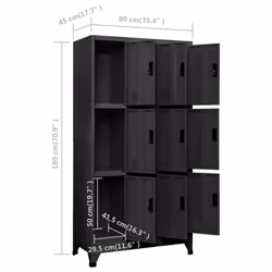 vidaXL Locker Cabinet Anthracite Steel Office Storage Filing Cabinet Locker - Additional view 8