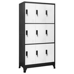 vidaXL Locker Cabinet Anthracite and White Steel Office Storage Cabinet Locker