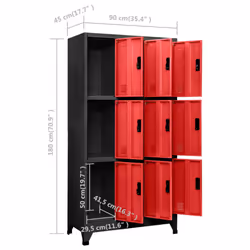 vidaXL Locker Cabinet Anthracite and Red Steel Office Storage Locker Furniture - Additional view 4