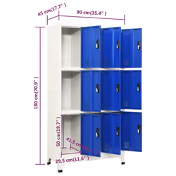 vidaXL Locker Cabinet Grey and Blue Steel Office Storage Locker Furniture - Additional view 5