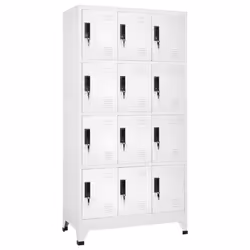 vidaXL Locker Cabinet White Steel Office Indoor Storage Filing Cabinet Locker