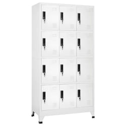 vidaXL Locker Cabinet White Steel Office Indoor Storage Filing Cabinet Locker