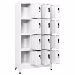 vidaXL Locker Cabinet White Steel Office Indoor Storage Filing Cabinet Locker