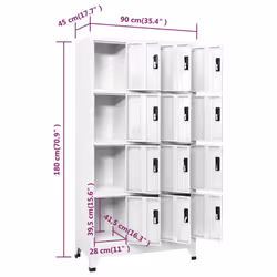 vidaXL Locker Cabinet White Steel Office Indoor Storage Filing Cabinet Locker - Additional view 9