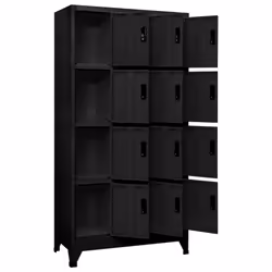 vidaXL Locker Cabinet Black Steel Office Indoor Storage Filing Cabinet Locker