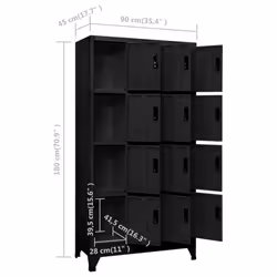 vidaXL Locker Cabinet Black Steel Office Indoor Storage Filing Cabinet Locker