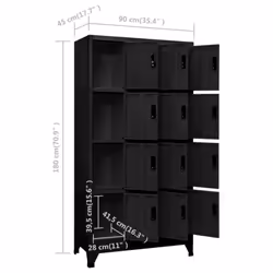 vidaXL Locker Cabinet Black Steel Office Indoor Storage Filing Cabinet Locker - Additional view 8