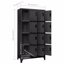 vidaXL Locker Cabinet Anthracite Steel Office Storage Filing Cabinet Locker - Additional view 7