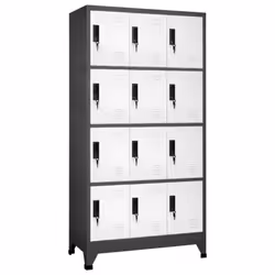 vidaXL Locker Cabinet Anthracite and White Steel Office Storage Cabinet Locker