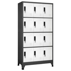 vidaXL Locker Cabinet Anthracite and White Steel Office Storage Cabinet Locker