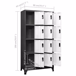 vidaXL Locker Cabinet Anthracite and White Steel Office Storage Cabinet Locker