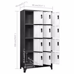 vidaXL Locker Cabinet Anthracite and White Steel Office Storage Cabinet Locker - Additional view 8