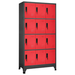 vidaXL Locker Cabinet Anthracite and Red Steel Office Storage Cabinet Locker