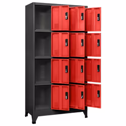 vidaXL Locker Cabinet Anthracite and Red Steel Office Storage Cabinet Locker