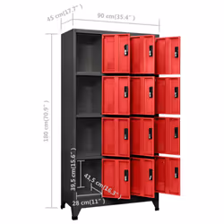 vidaXL Locker Cabinet Anthracite and Red Steel Office Storage Cabinet Locker