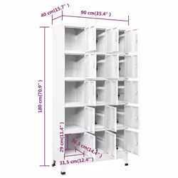 vidaXL Locker Cabinet Light Grey Steel Office Indoor Storage Filing Cabinet - Additional view 5