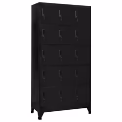 vidaXL Locker Cabinet Black Steel Office Indoor Storage Filing Cabinet Locker