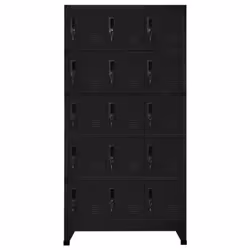 vidaXL Locker Cabinet Black Steel Office Indoor Storage Filing Cabinet Locker