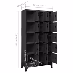 vidaXL Locker Cabinet Anthracite Steel Office Storage Filing Cabinet Locker - Additional view 6