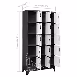 vidaXL Locker Cabinet Anthracite and White Steel Office Storage Cabinet Locker