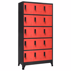 vidaXL Locker Cabinet Anthracite and Red Steel Office Storage Cabinet Locker