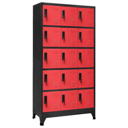 vidaXL Locker Cabinet Anthracite and Red Steel Office Storage Cabinet Locker