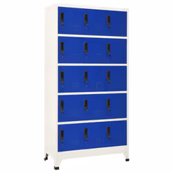 vidaXL Locker Cabinet Grey and Blue Steel Office Storage Filing Cabinet Locker