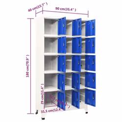 vidaXL Locker Cabinet Grey and Blue Steel Office Storage Filing Cabinet Locker