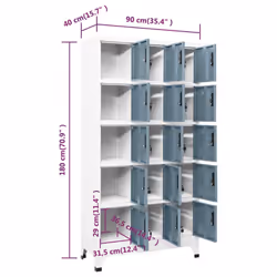 vidaXL Locker Cabinet Light Grey and Dark Grey Steel Office Storage Cabinet - Additional view 6