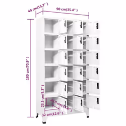 vidaXL Locker Cabinet White Steel Office Storage Filling Cabinet Furniture - Additional view 3