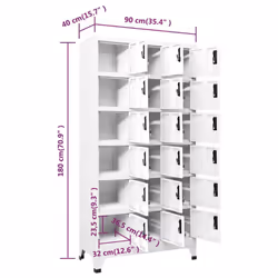 vidaXL Locker Cabinet White Steel Office Storage Filling Cabinet Furniture - Additional view 8