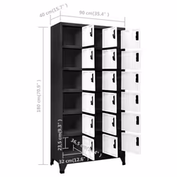 vidaXL Locker Cabinet Anthracite and White Steel Storage Cabinet Furniture - Additional view 2