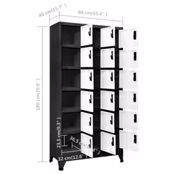 vidaXL Locker Cabinet Anthracite and White Steel Storage Cabinet Furniture - Additional view 6
