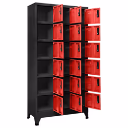 vidaXL Locker Cabinet Anthracite and Red Steel Storage Filling Sorting Cabinet - Additional view 2