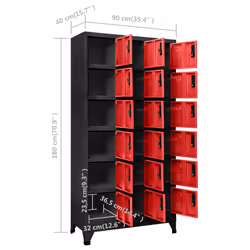 vidaXL Locker Cabinet Anthracite and Red Steel Storage Filling Sorting Cabinet - Additional view 7