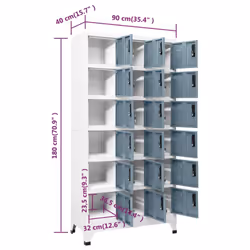 vidaXL Locker Cabinet Light Grey and Dark Grey Steel Filling Cabinet Furniture - Additional view 8