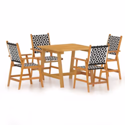 vidaXL Solid Wood Acacia Garden Dining Set Furniture Multi Sizes 3/5/7/9 Piece - 88 cm table length/5
