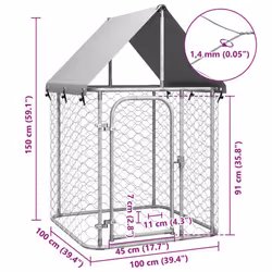 vidaXL Outdoor Dog Kennel with Roof Patio Enclosure Dog Cage Dog House Crate - 100 x 100 x 150 cm