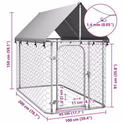 vidaXL Outdoor Dog Kennel with Roof Patio Enclosure Dog Cage Dog House Crate - 200 x 100 x 150 cm