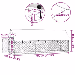 vidaXL Outdoor Dog Kennel with Roof Patio Enclosure Dog Cage Dog House Crate - 400 x 100 x 150 cm