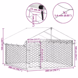 vidaXL Outdoor Dog Kennel with Roof Patio Enclosure Dog Cage Dog House Crate - 200 x 200 x 150 cm