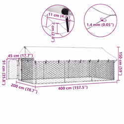 vidaXL Outdoor Dog Kennel with Roof Patio Enclosure Dog Cage Dog House Crate - 400 x 200 x 150 cm - Additional view 9