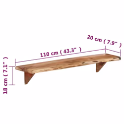 vidaXL 2x Solid Wood Acacia Wall Shelves Wooden Home Plank Shelf Furniture - Additional view 6