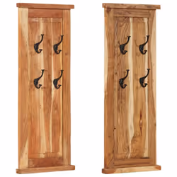 vidaXL 2x Solid Wood Acacia Coat Racks Clothes Stand Hanger Hook Furniture