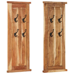 vidaXL 2x Solid Wood Acacia Coat Racks Clothes Stand Hanger Hook Furniture