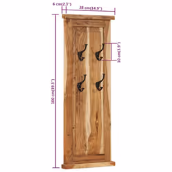 vidaXL 2x Solid Wood Acacia Coat Racks Clothes Stand Hanger Hook Furniture - Additional view 7