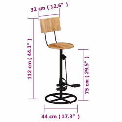vidaXL 2x Solid Wood Mango Bar Stools Wooden Kitchen Bike Bar Chair Furniture