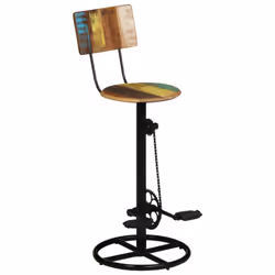 vidaXL 2x Bar Stools Solid Wood Reclaimed Wooden Kitchen Bar Chair Furniture - Additional view 10