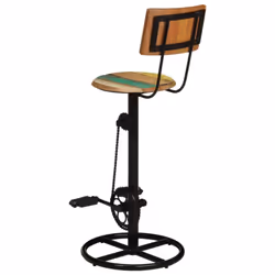 vidaXL 2x Bar Stools Solid Wood Reclaimed Wooden Kitchen Bar Chair Furniture - Additional view 4