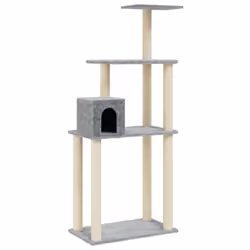 vidaXL Cat Tree with Sisal Scratching Posts Light Grey 147 cm Cat Play Tower - Additional view 8